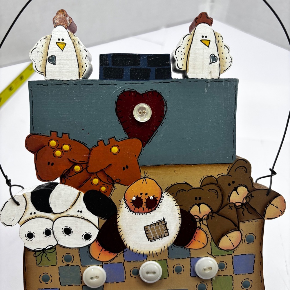 Noah & Co Folk Art‎ Wooden Wall Hanging Noah's Ark Hand Painted Artist Faulk - Picture 4 of 7